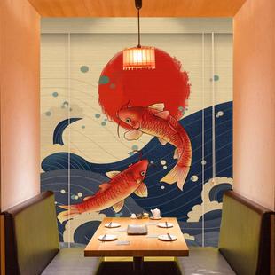 日式 饰隔断挂帘 浮世绘印花竹帘卷帘窗帘卷拉式 定制茶室遮阳背景装
