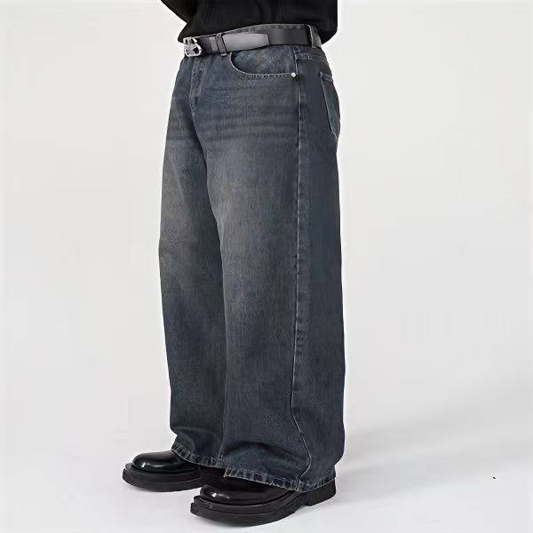 MQ春秋季新款水洗黑灰色牛仔裤