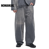 潮牌男裤 NOMANUAL韩国男式 直筒美式 高街男潮流夏季 牛仔裤 2025新款