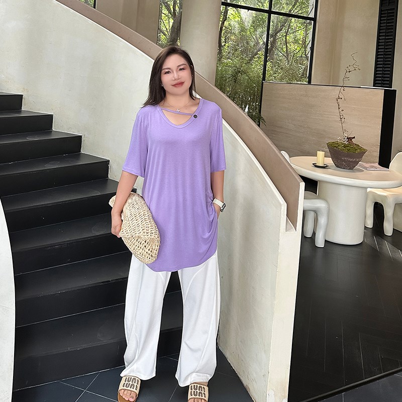 凉感空气层遮胯香蕉裤女大码夏季新款200斤胖mm宽松显瘦阔腿长裤