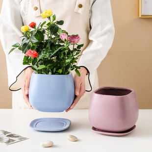2021新款 陶瓷花盆方形家用室内蝴蝶兰绿萝盆栽多肉创意北欧简约风