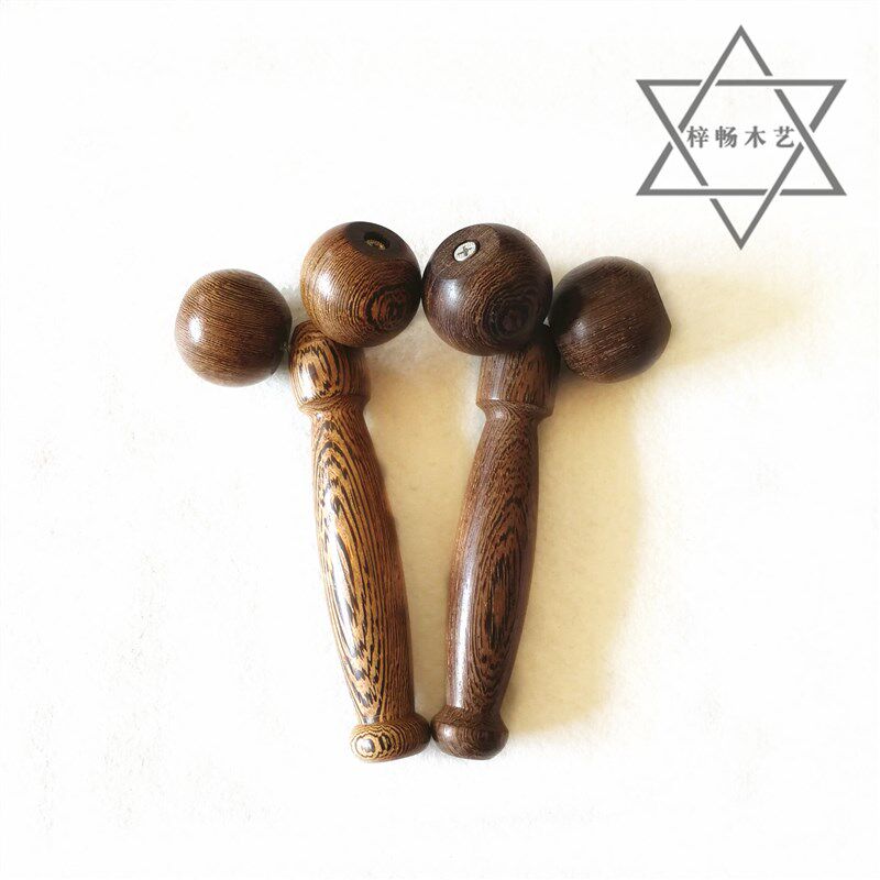 木质双球式脸部按摩球滚轮v脸提拉紧致双下巴脸部按摩器颈部全身