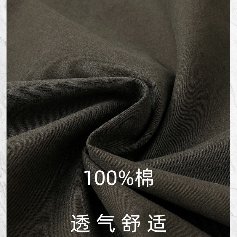 纯棉休闲外套中老年男士翻领纽扣款上衣爸爸装春秋季宽松大码夹克