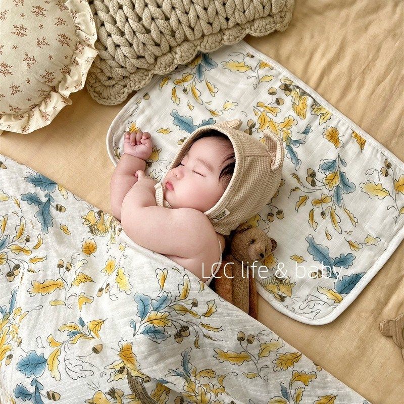 柔软婴儿枕巾竹棉纱布云片枕枕头纱布包巾新生儿平枕毯子浴巾A类