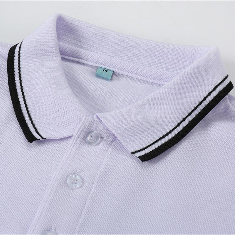 夏白色黑边 校服初高中学生男女宽松短袖翻领T恤班服演出服Polo衫