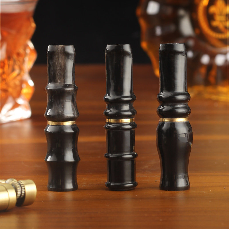 天然牛角烟嘴男士粗细两用过滤器