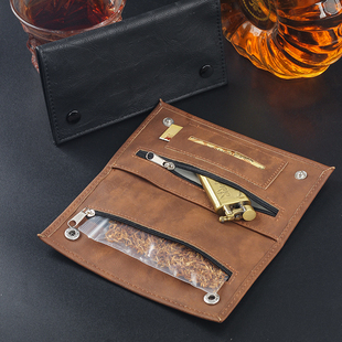 PU皮手卷烟丝包便携配件包男士多功能烟丝保湿收纳包可折叠口粮袋