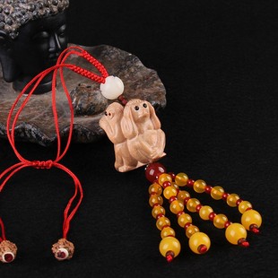 桃木三不猴钥匙扣包挂三不猴汽车挂件