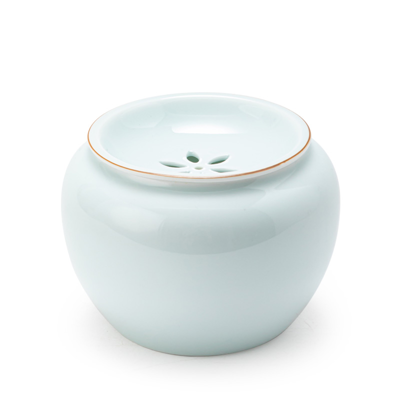 甜白瓷建水小号陶瓷茶洗茶艺表演茶渣筒废茶水壶承茶道蓄水干泡台