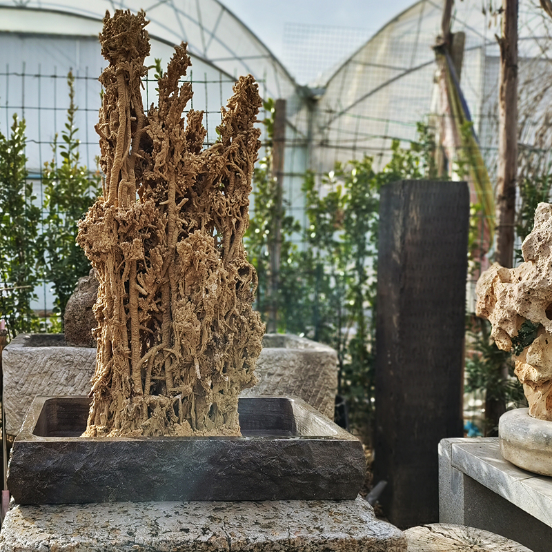 天然玄武石盆假山盆景花盆大型上水石吸水石底座长方形托盘特大山