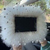 新款 饰用品 爱羽毛车载防滑垫长方形创意毛毛垫汽车内装