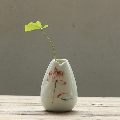 手绘青瓷创意个性时尚小瓶家居茶道装饰品水培插小器