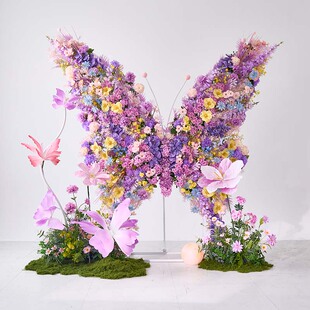 紫色仿真艺造景橱装 饰场景布置商场大型蝴蝶商业美陈道具