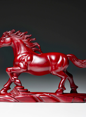 红梨木雕一马当先实木马雕刻家居客厅工艺品办公桌业礼品