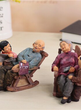 白头偕老老头老太创意家居树脂迷你树脂装饰品工艺品