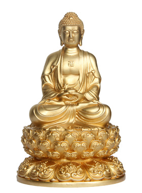 真古意 铜三宝佛佛像摆件释迦牟尼佛佛阿弥陀佛药师佛随身工艺礼