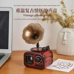 复古留声机摆件怀旧老物件小八音盒书柜桌面音乐盒家居装 美式 饰品