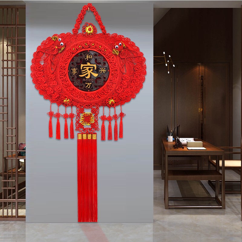 福佑富桃木中国结挂件客厅大号福字装饰家居玄关壁挂小平安节挂饰