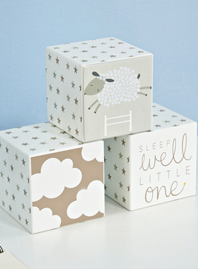 创意卡通方形方块摆件海洋家居客厅玄关书柜儿童卧室书房桌面装饰