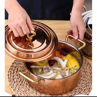 家用304不锈钢电磁炉锤印一体成型双耳火锅盆可涮可煮鸳鸯锅商用
