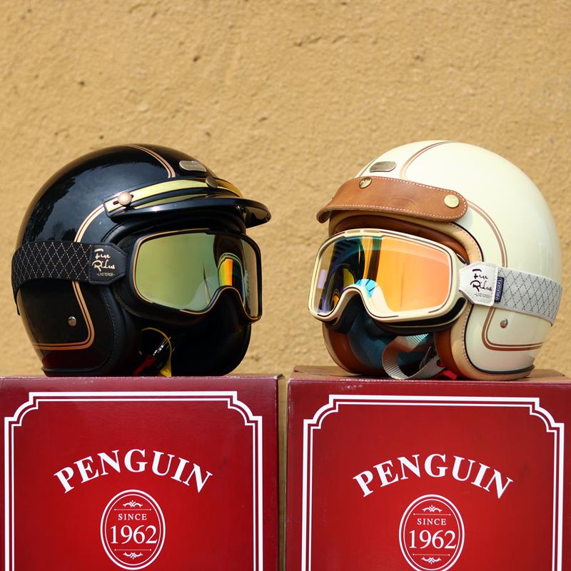 台湾海鸟penguin半盔踏板男女摩托车骑行踏板3/4小盔体3C复古头盔