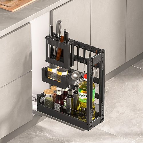 厨房极窄侧拉篮厨房橱柜150/200/250抽拉柜调味窄柜内小尺寸拉篮