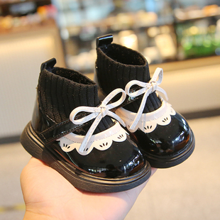 春秋冬季女宝宝短靴子加绒一周岁小童红色皮鞋婴儿二棉鞋学步鞋子