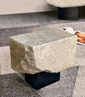 定制天然黄洞石荒料不规则原石角几/边几/茶几梳妆柜床头柜换鞋凳