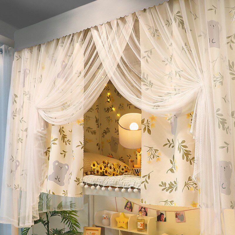 带支架一体式床帘学生宿舍上铺下铺大学寝室遮光布蚊帐窗帘女帘子