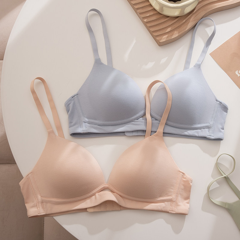 IU无痕内衣女夏无钢圈薄款夏季聚拢小胸不空杯少女风纯棉文胸胸罩