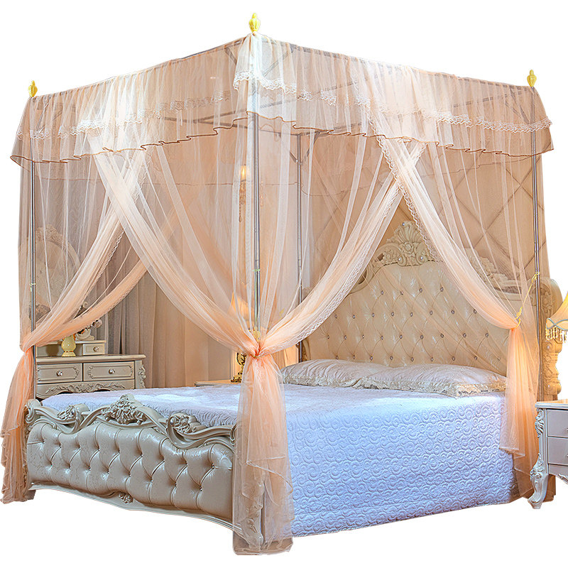 蚊帐支架杆加粗加厚不锈钢落地老式单双人床帘公主风2021新款家用