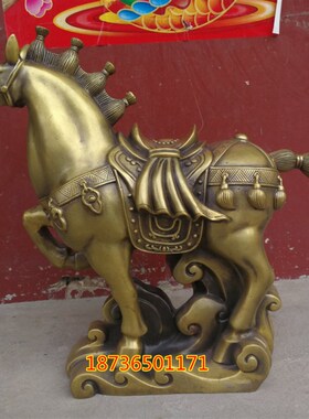 纯铜唐马铜奔马铜马马上发财家居动物工艺品桌面摆件