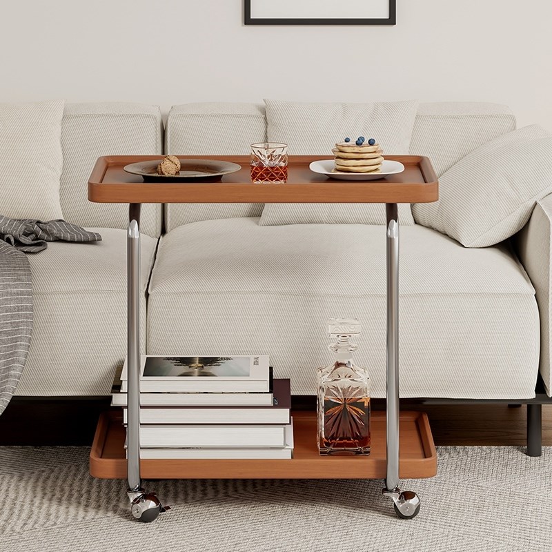 实木可移动小推车阳台边几简约沙发边柜茶几客厅饭厅置物架桌子