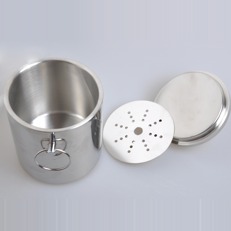 加厚双层不锈钢冰桶 冰粒桶 保温 香槟装冰块桶 带盖红酒桶送冰夹