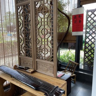 做旧屏风客厅实木隔断装 中式 饰可折叠移动仿古花格屏风办公室玄关