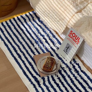 好市民大发 ins风简约线条拼色撞色浴室卧室客厅防滑地毯床边地垫