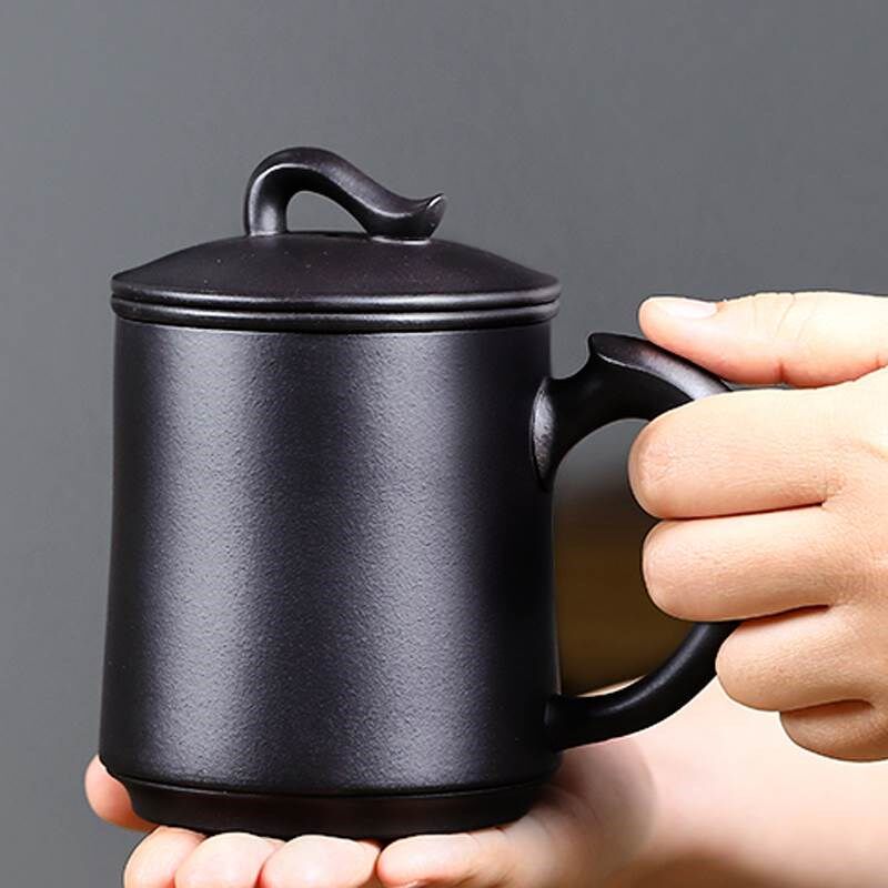 宜兴紫砂杯原f矿陈腐老紫泥全手工带盖泡茶水杯子功夫茶具办公定