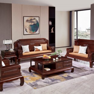 红木家具金花梨木沙发菠s萝格原木中式客厅中式全实木家具酸枝效