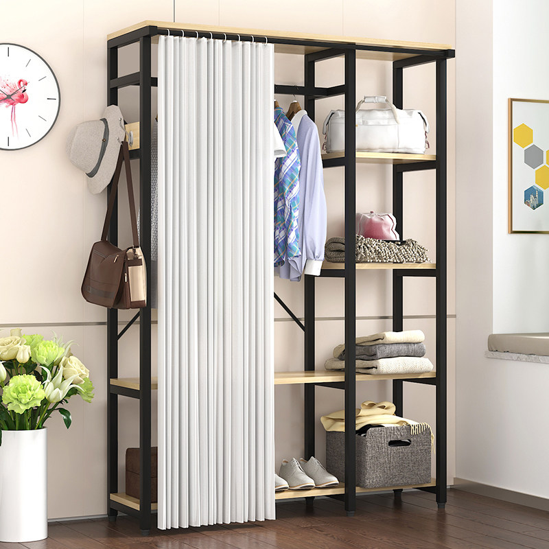 挂衣架铁艺简约卧室落地式衣柜简易家用防尘O收纳衣帽架子置物带