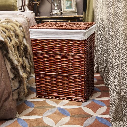 柳编脏衣篮洗衣篓藤编大号收纳筐方形有盖火锅店酒店衣物玩具储物