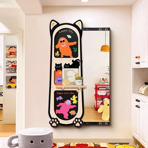 多巴胺入户玄关隐形全身镜推拉隐藏全身镜子贴墙壁挂洞洞板全身镜