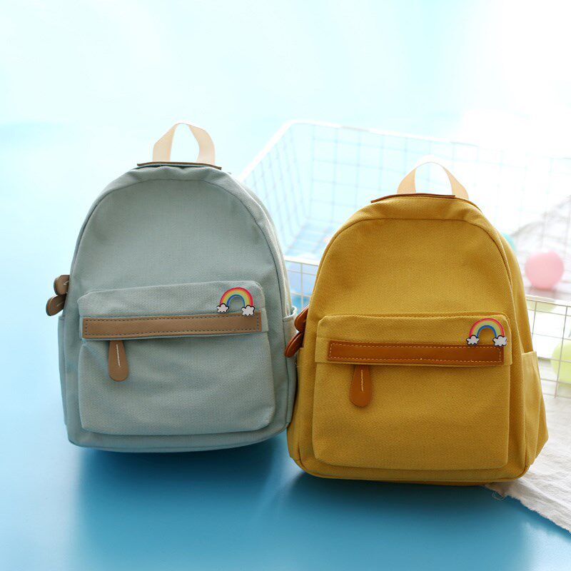 儿童出游小背包小书包日系简约大C学生双肩包小型女帆布夏天轻便