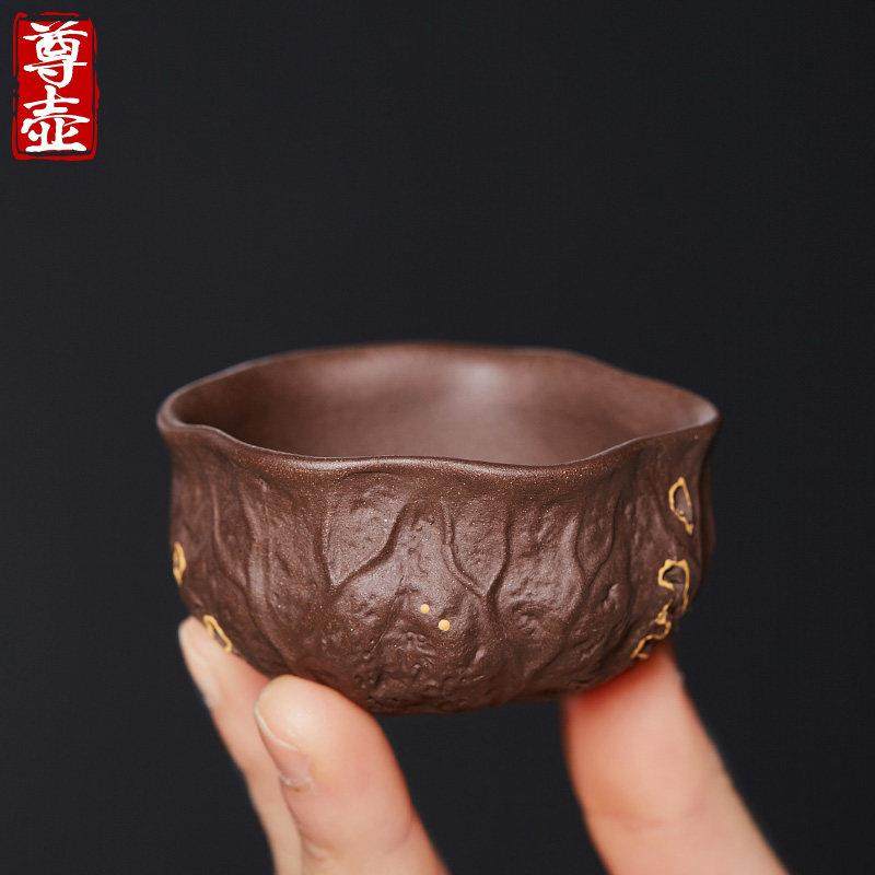 尊壶宜兴紫砂品杯茶杯紫泥小杯子茶道品茗杯主人单杯陶瓷功夫茶具