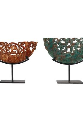 现代新中式创意镂空雕刻玉璧客厅电视酒柜家居酒店样板房软装摆件