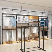 店货架 陈列架店铺商务风上墙衣服架子男装 简约服装 店展示架落地式