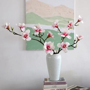 高档中式玉兰花仿真花束法式风客厅卧室餐桌假花摆件装饰花瓶插花