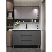 现代简约实木卫浴柜组合落地卫浴陶瓷一体化面盆智能面盆