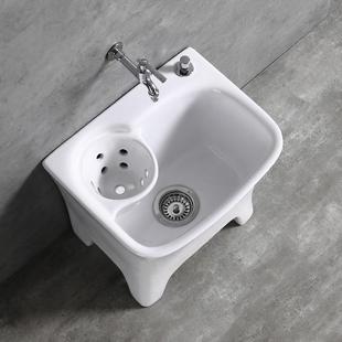 家用陶瓷加高拖把池带沥水篮阳台布条拖布池高脚大号卫生间墩布盆