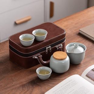 便携式 一壶三杯旅游功夫茶具套装 包车载出差户外家用简约收纳包罐