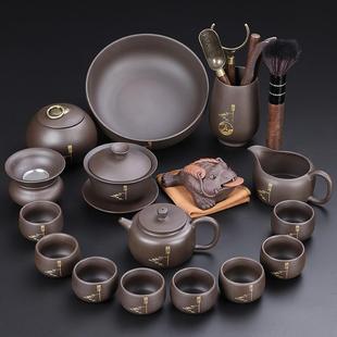 家用泡茶壶茶杯茶海组合高档轻奢送礼品整套 手绘紫砂功夫茶具套装